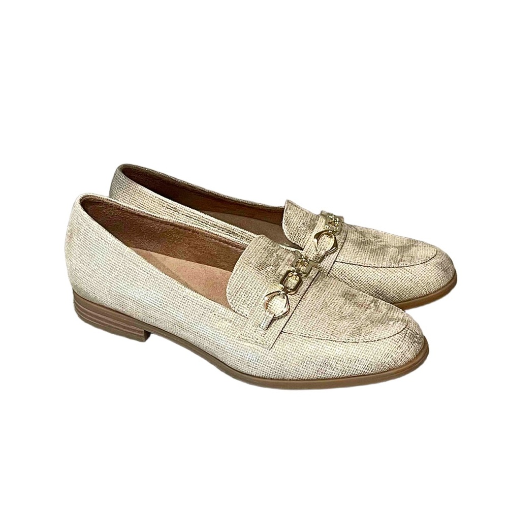 Naturalizer Gold Buckle Linen Ladies Loafers Size 8.5 - Picture 2 of 8